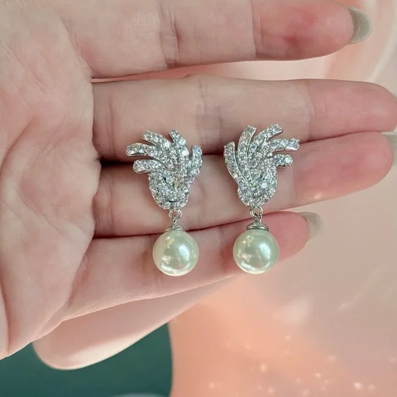 Chic Silver and Pearl Drop Earrings